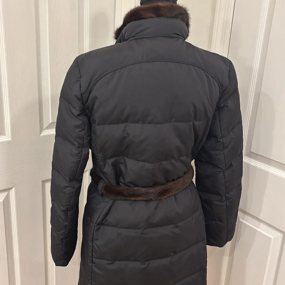 MaxMara Weekend Black Puffer Winter Coat Jacket with Fur Trim Women’s size 6 - Picture 7 of 12